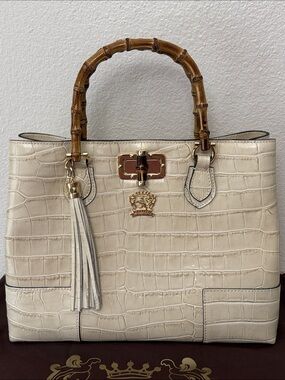 Pratesi Sarteano Croc Embossed Leather Bag